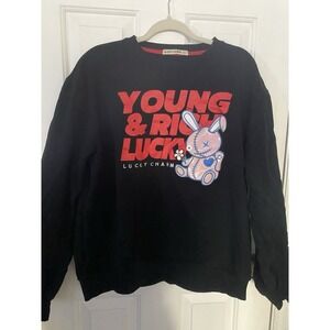Lucky Charm XL Black Sweatshirt Young & Rich Lucky Bunny Graphic Pullover